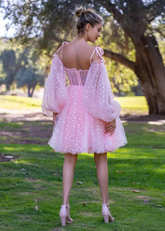 Andraste | Capture Homecoming Magic in Blush Tulle Corset Dress - Light Pink - PromDressClub